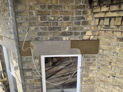 Concrete lintel repair, seafront block of flats, Brighton