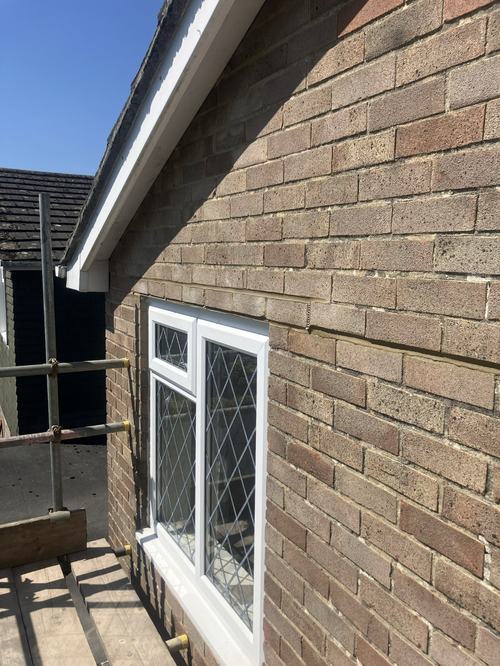 Lintel replacement, three angle iron lintels with corrosion