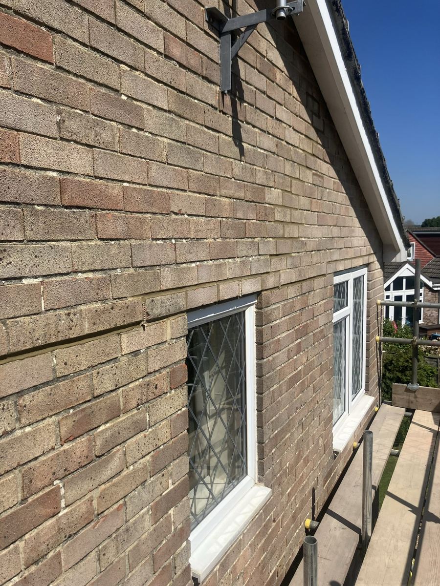 Lintel replacement in progress, angle iron lintel, Waterlooville near Portsmouth
